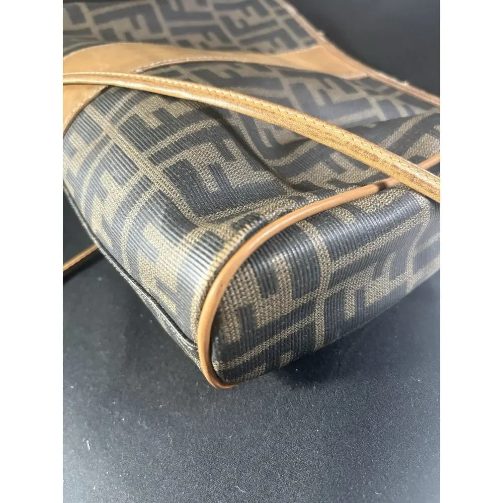 Fendi Vintage Zucca Brown Tobacco zip top Crossbody Purse Camera Bag - Picture 7 of 10